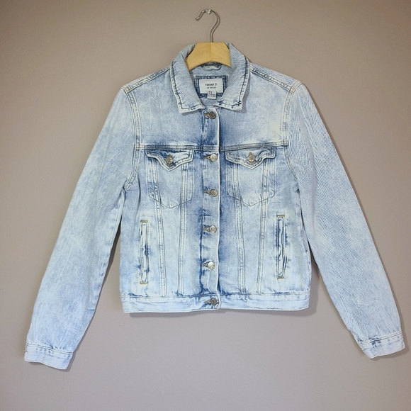 Forever 21 Jackets & Blazers - Forever 21 Washed Light Blue Denim Jacket